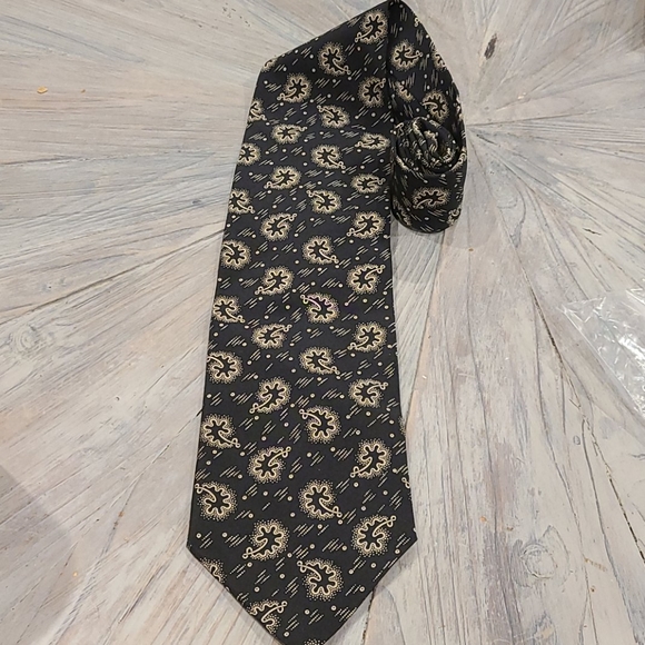Giorgio Armani 100% silk tie black & taupe - Picture 1 of 6